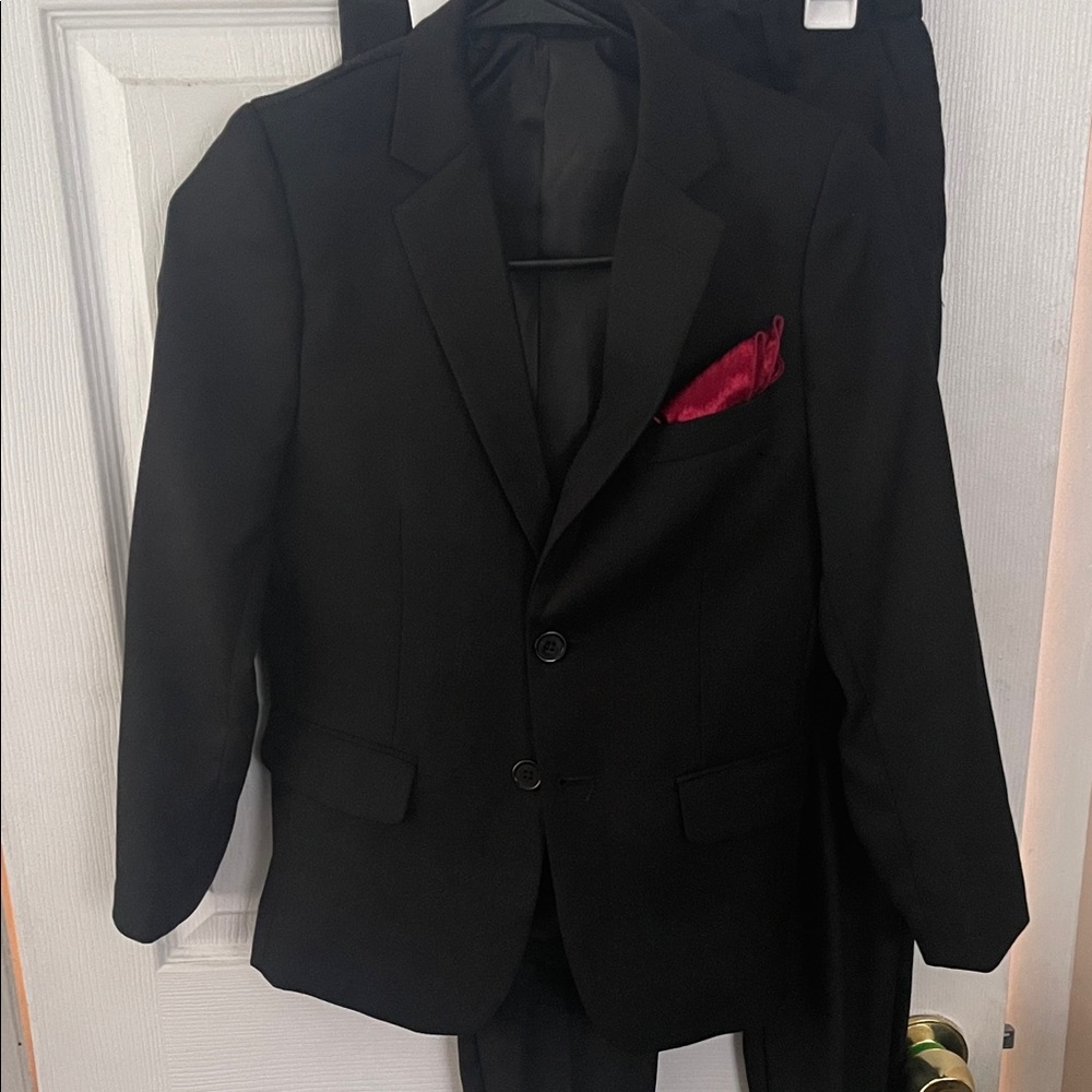 Classic Black Kid’s Suit with Red Accent